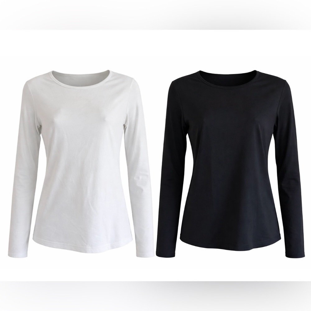 Cuddl Duds Black & White Long Sleeve Tee Bumdle Size S